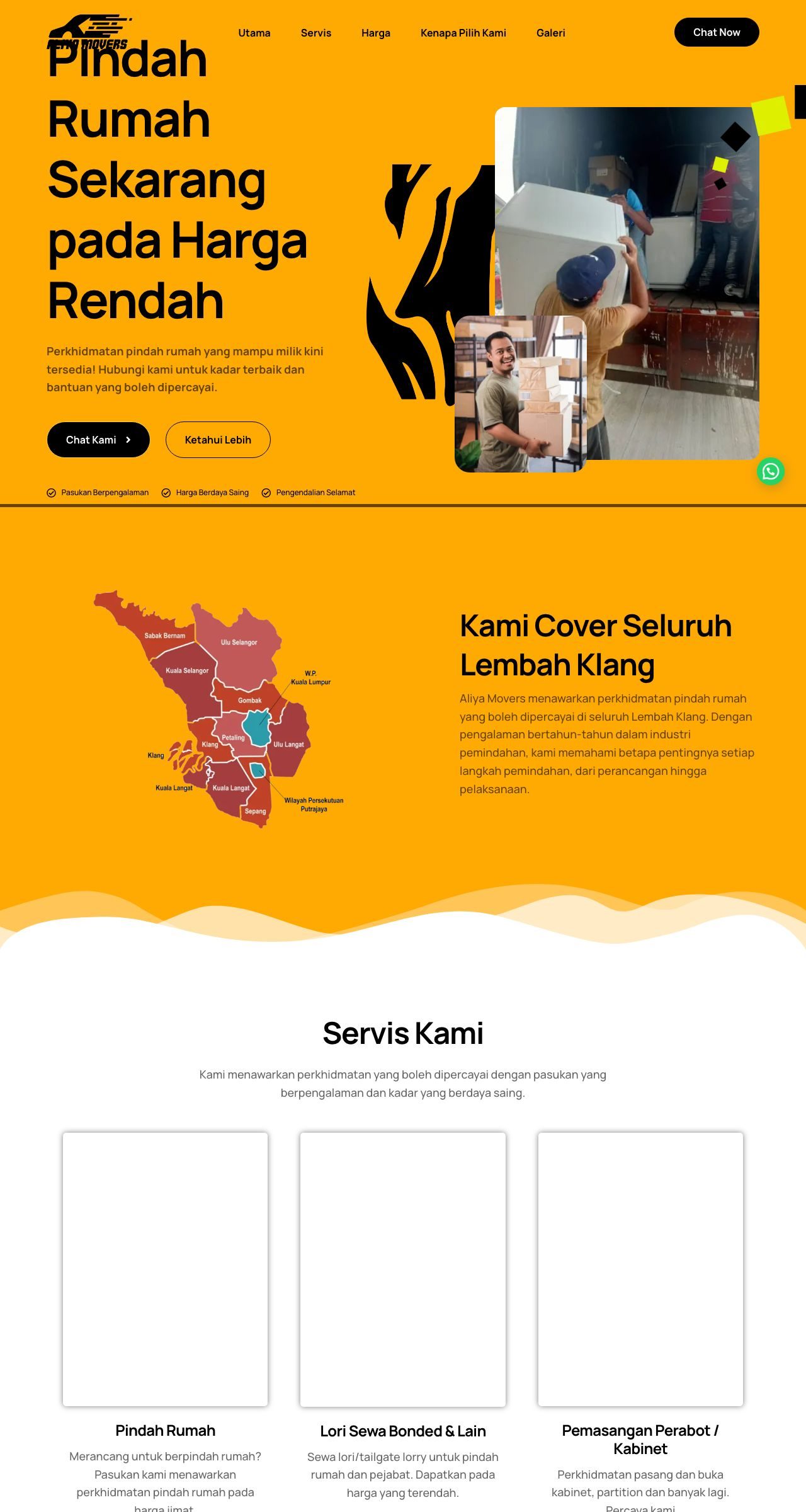 Website Aliya Movers — servis pindah Lembah Klang