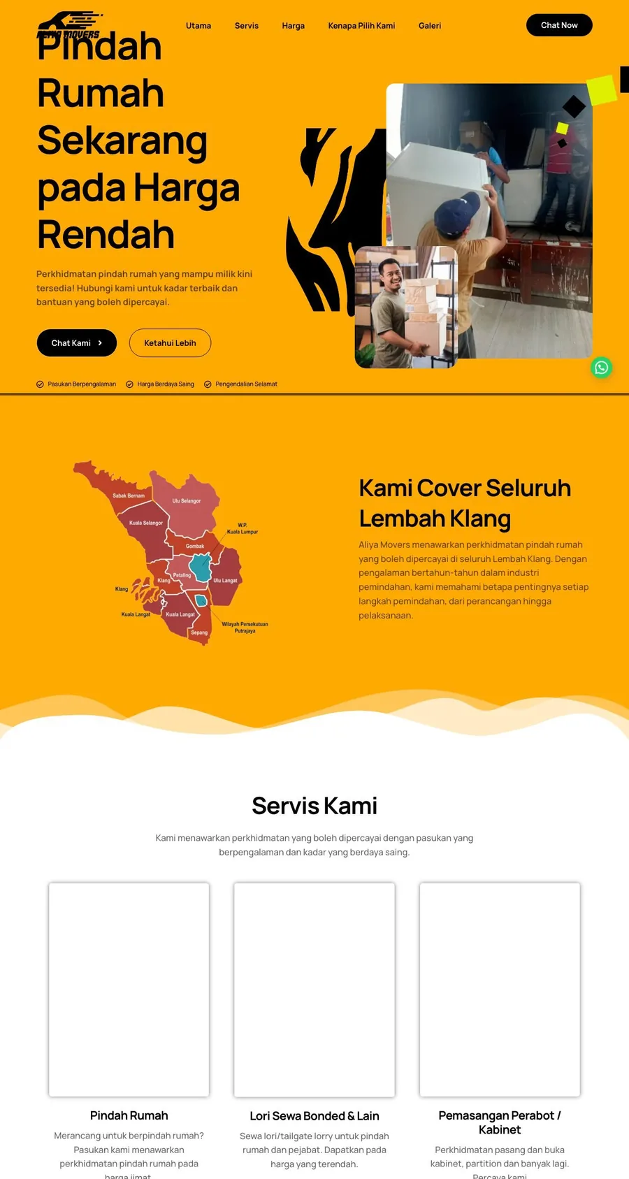 Aliya Movers website — Klang Valley moving service