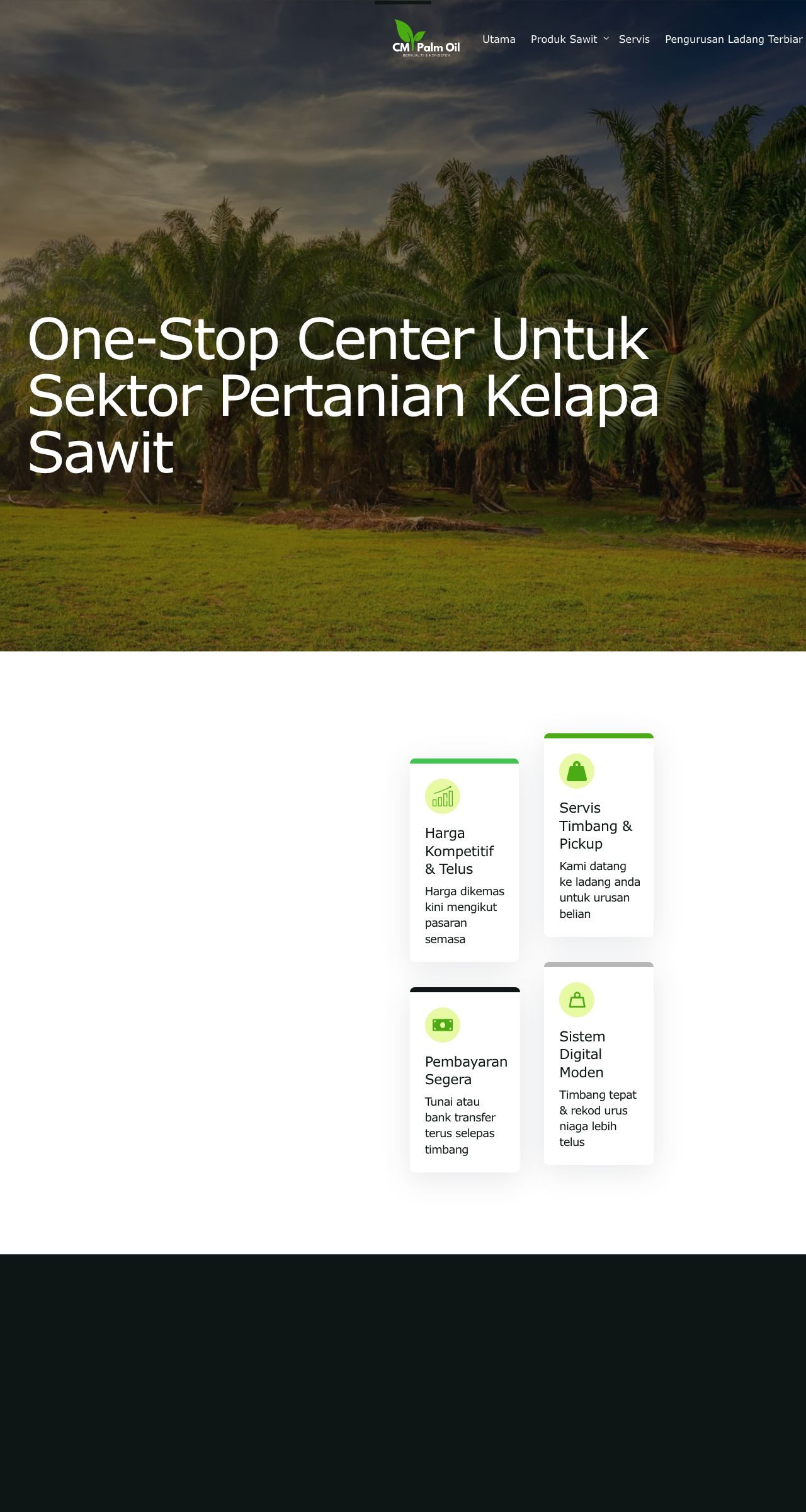 Website CM Palm Oil — platform perkhidmatan pertanian