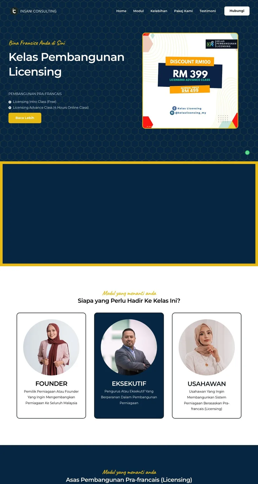 Insani Consulting website — franchise licensing training